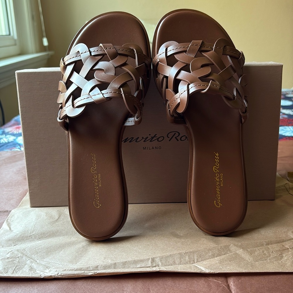 🤎🌟🤎 Gianvito Rossi Brown Sandals with Intricate Cut-Out Design 🤎🌟🤎 - Picture 4 of 16